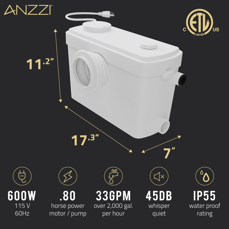 White 0.8-HP Macerator Effluent Pump with High Capacity