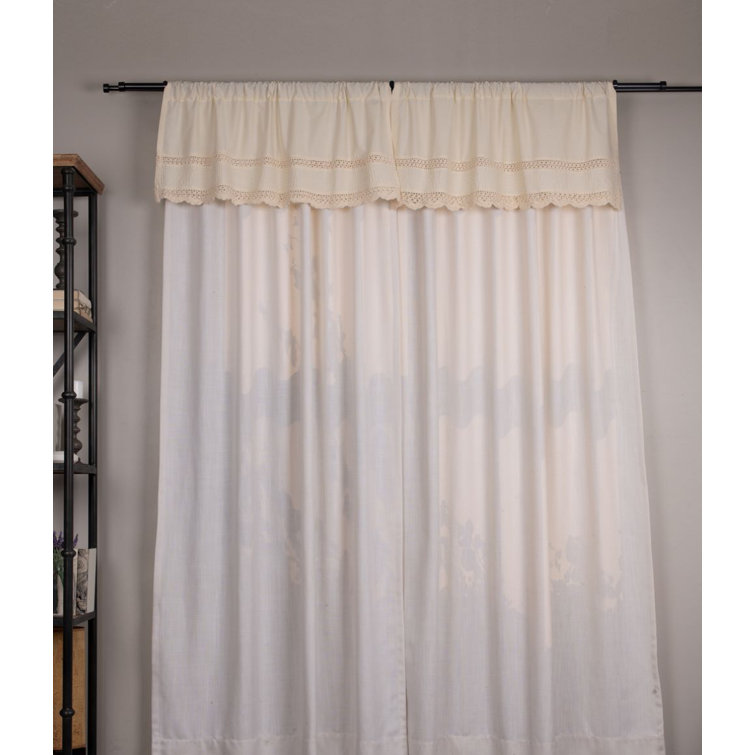 Ivory Cotton Scalloped 40'' Window Valance