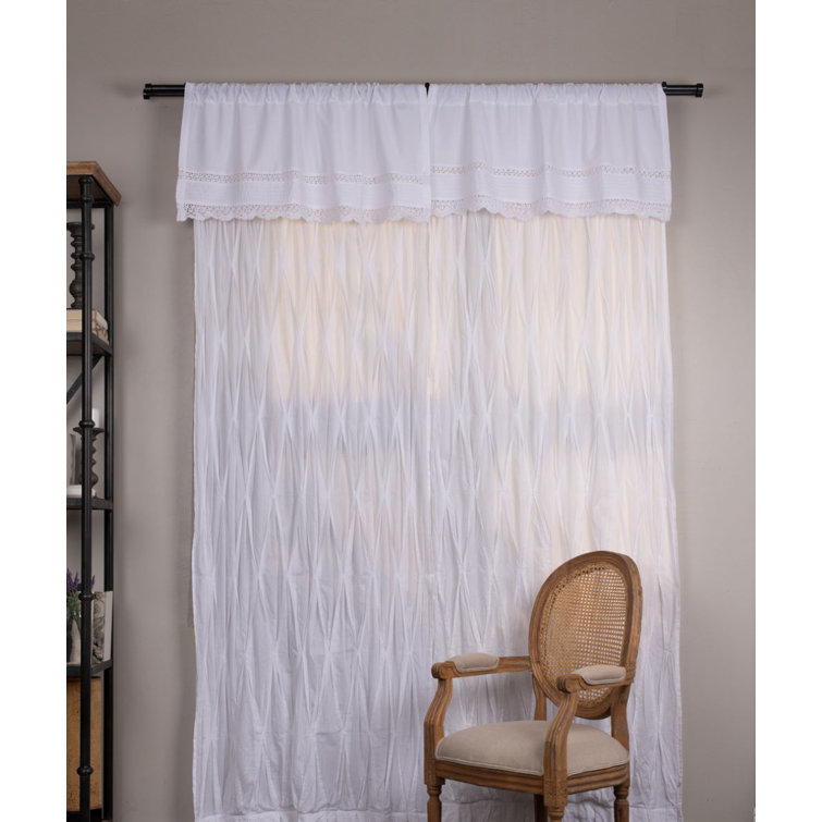 Ivory Cotton Scalloped 40'' Window Valance