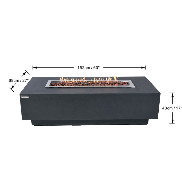 Granville Light Gray Concrete Gas Fire Pit Table