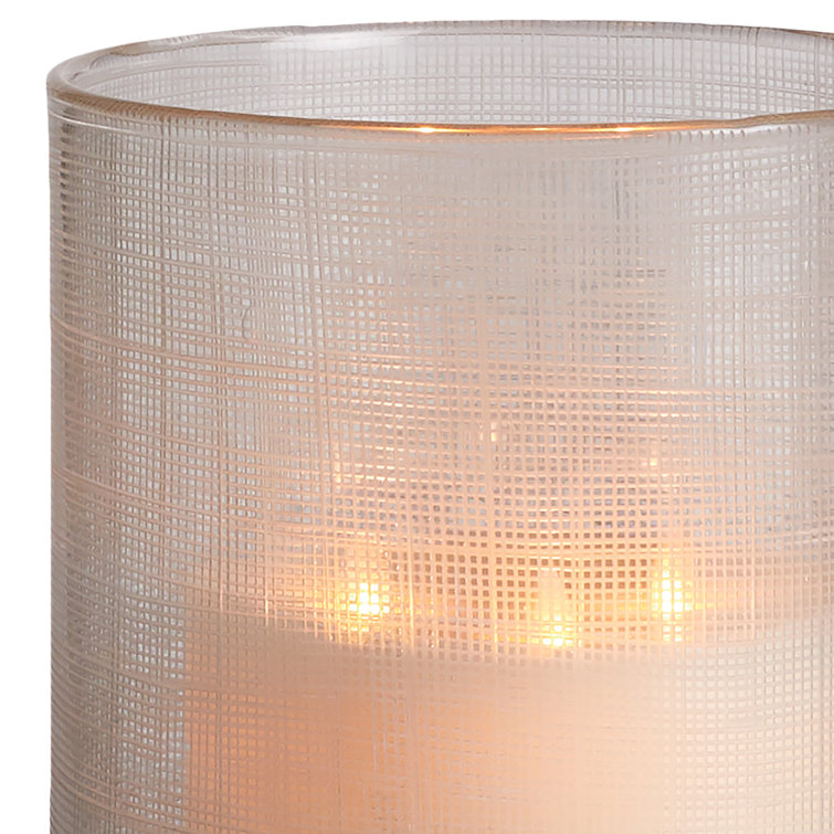 Thatcher Small Wood and Glass Hurricane Candle Holder