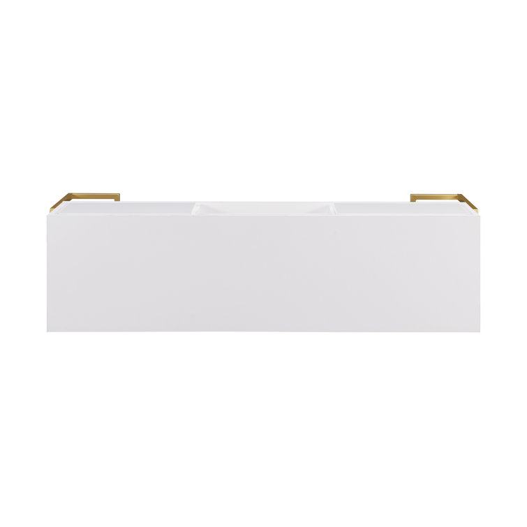 60" White Modern Wood Media Console with Cabinet