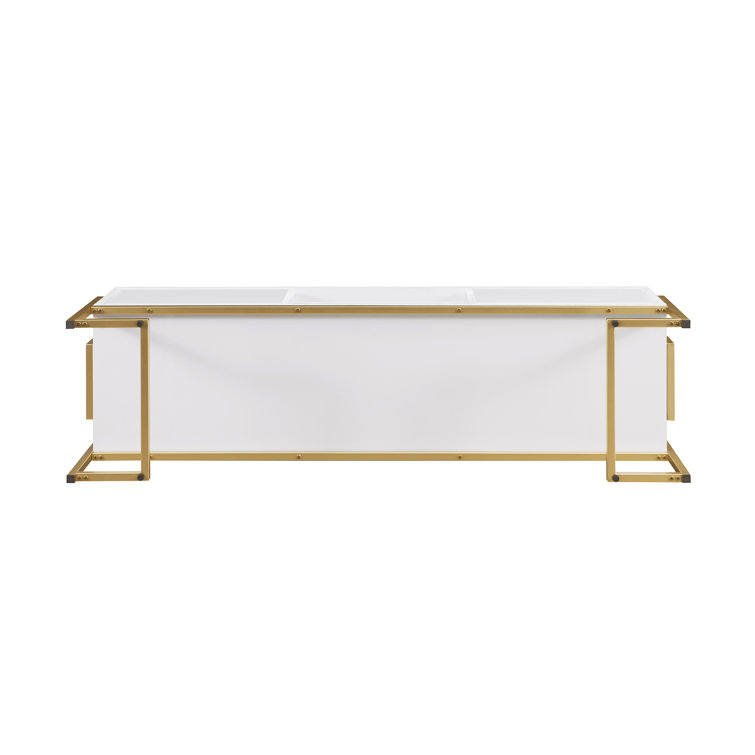 60" White Modern Wood Media Console with Cabinet