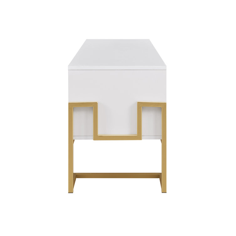 60" White Modern Wood Media Console with Cabinet