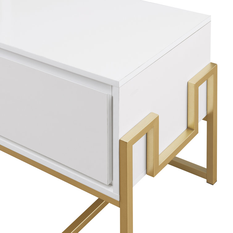 60" White Modern Wood Media Console with Cabinet