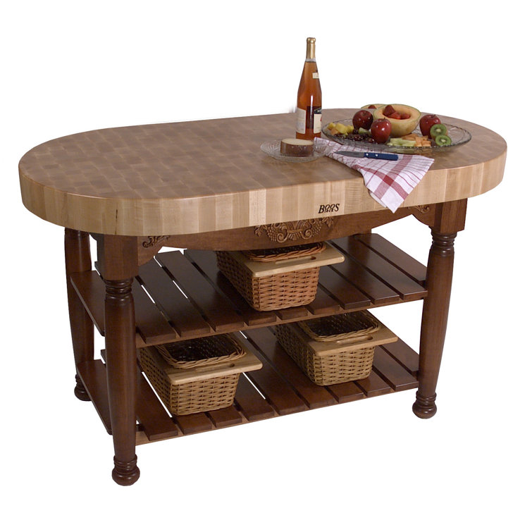 Harvest Maple and Cherry Stain Butcher-Block Island