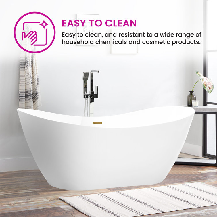 Ophelia 71" White Freestanding Acrylic Soaking Bathtub