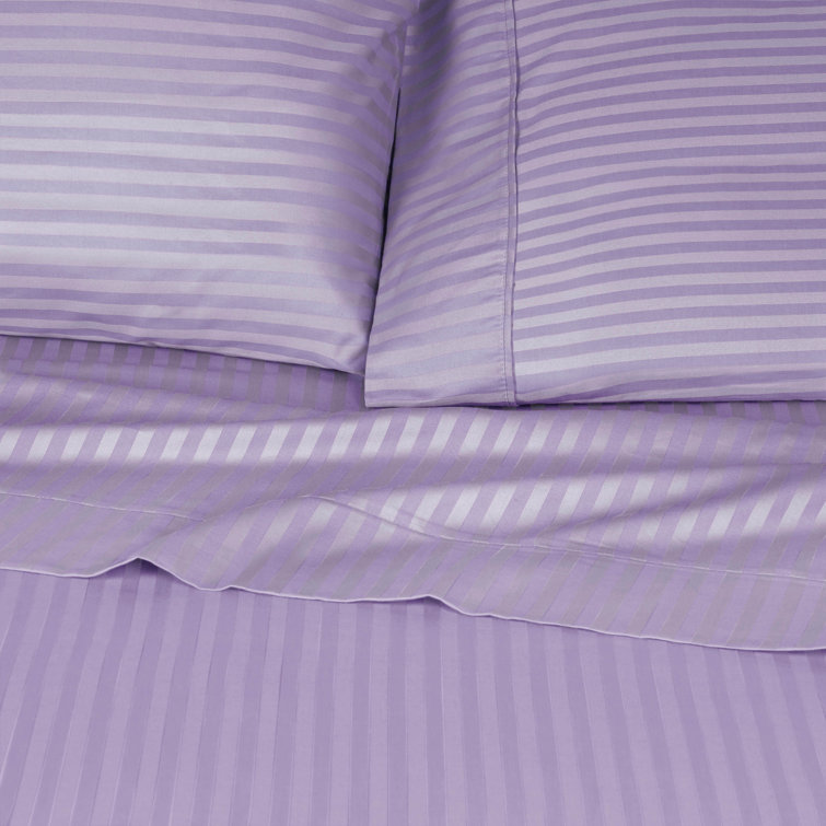 Lavender Twin XL Egyptian Cotton Deep Pocket Striped Sheet Set