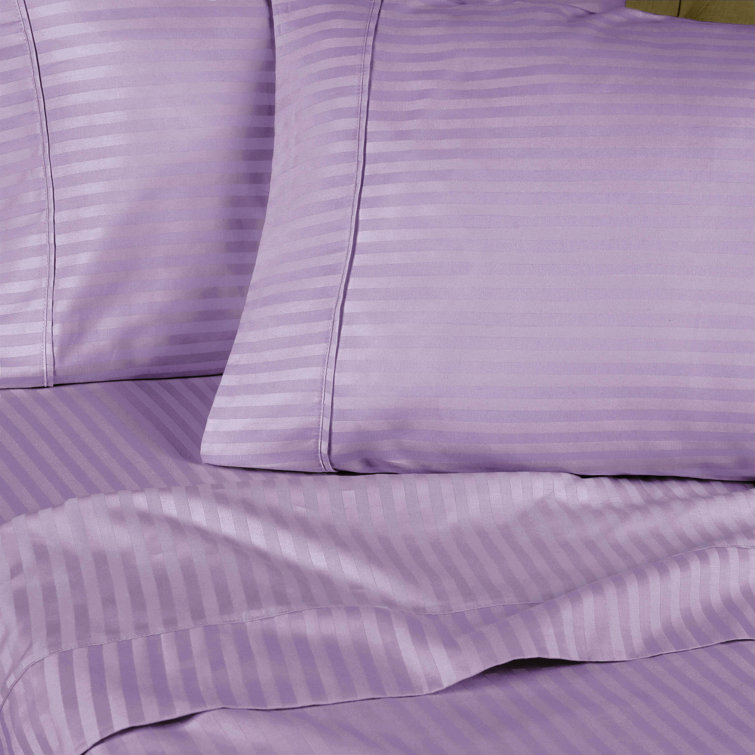 Lavender Twin XL Egyptian Cotton Deep Pocket Striped Sheet Set