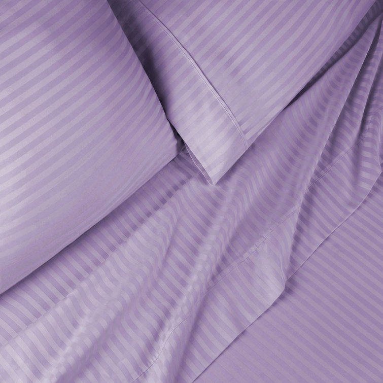 Lavender Twin XL Egyptian Cotton Deep Pocket Striped Sheet Set