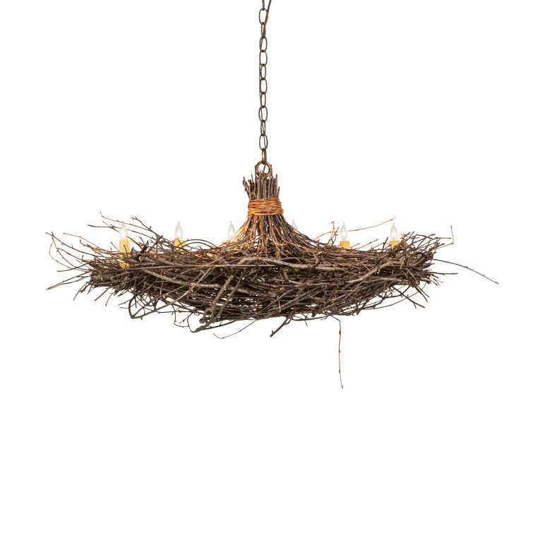Antique Copper Hand-Forged Geometric Twig Chandelier