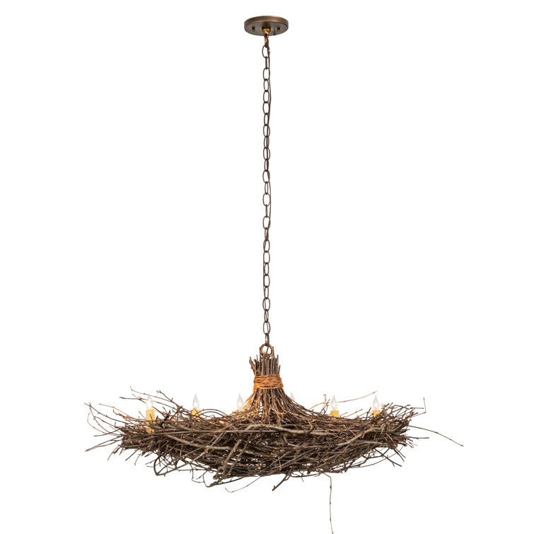 Antique Copper Hand-Forged Geometric Twig Chandelier