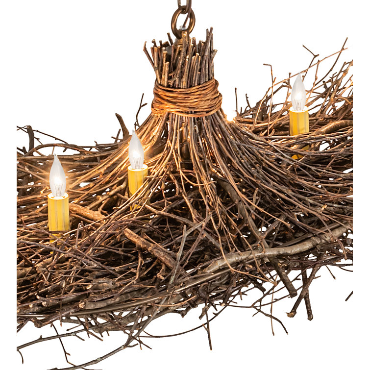 Antique Copper Hand-Forged Geometric Twig Chandelier