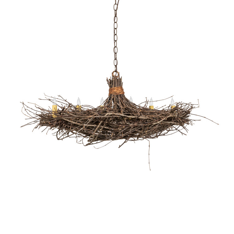Antique Copper Hand-Forged Geometric Twig Chandelier