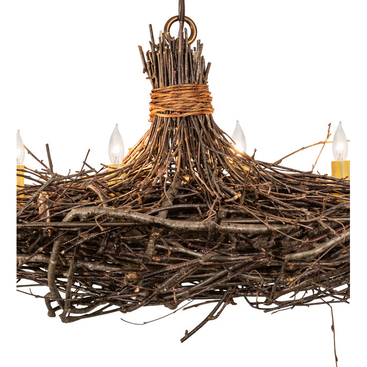Antique Copper Hand-Forged Geometric Twig Chandelier