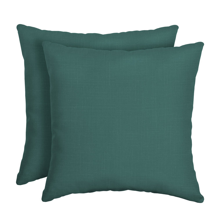 Peacock Blue Green Outdoor Square Throw Pillow Set