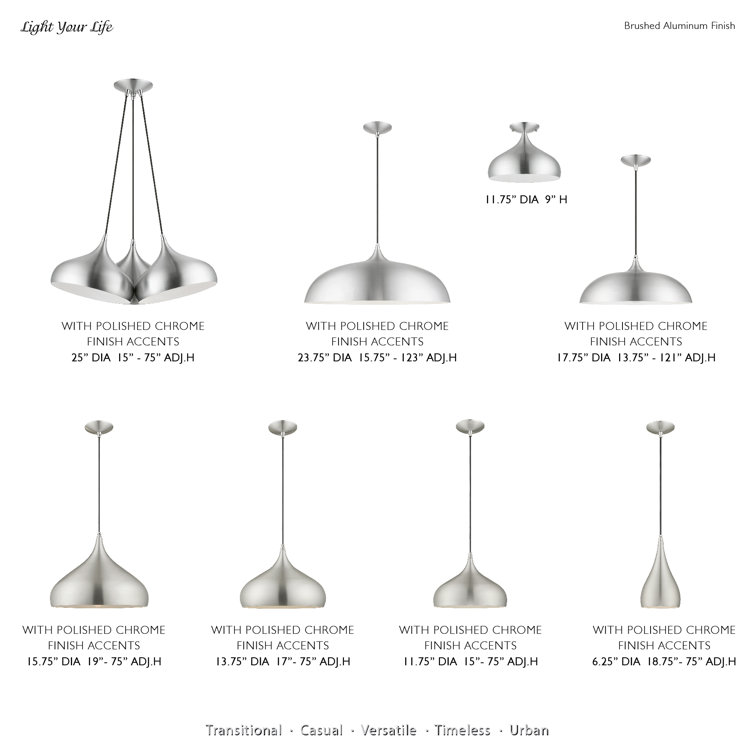 Elegant Mini Spades Pendant Light in Brushed Aluminum