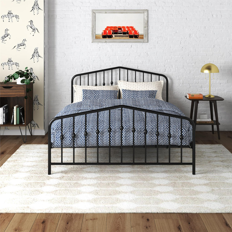 Novogratz Bushwick Queen Black Metal Bed with Round Finials