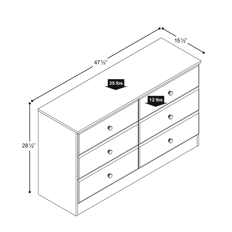 Espresso 55'' Horizontal Double Dresser with Extra Deep Drawers