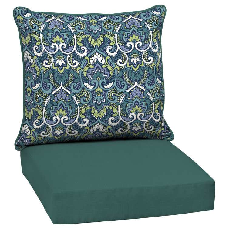 Sapphire Aurora Blue Damask Outdoor Deep Seating Cushion Set