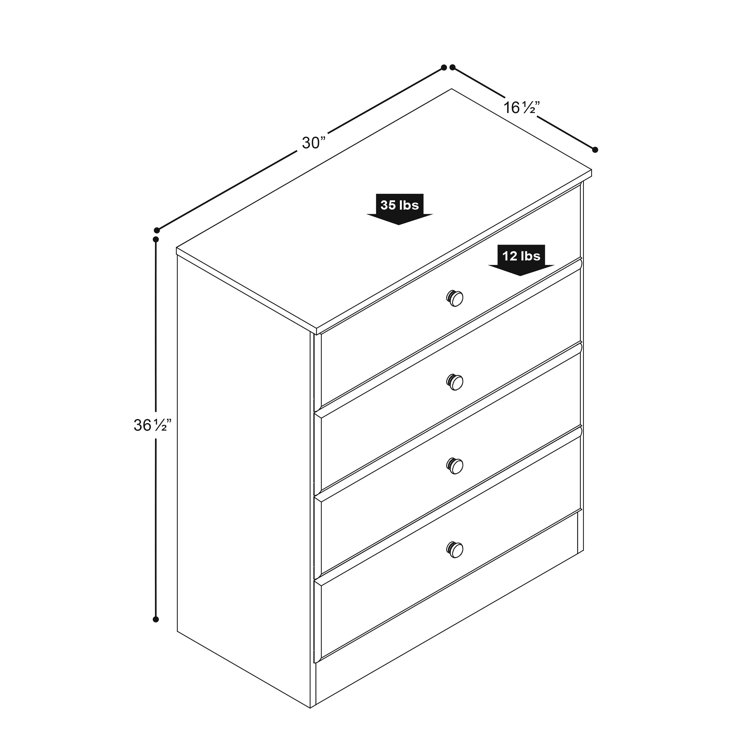 Astrid Crystal White 4-Drawer Vertical Dresser with Acrylic Knobs