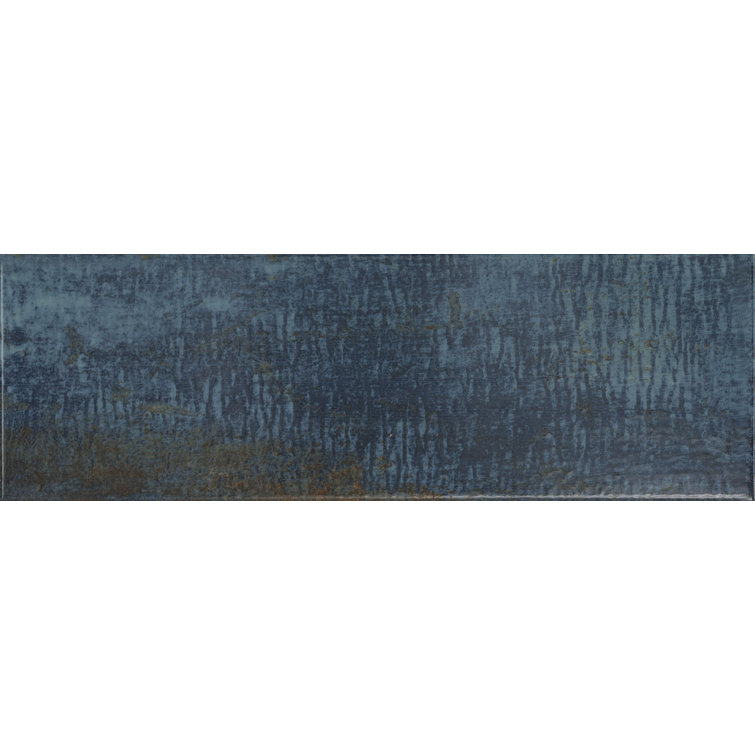 Marza 4" x 12" Glossy Blue Ceramic Subway Wall Tile