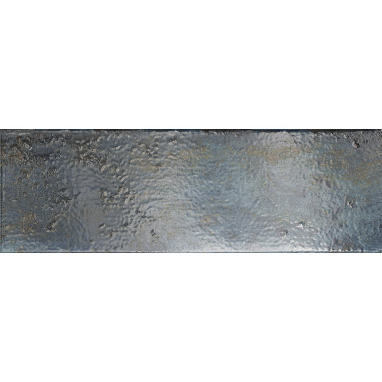 Marza 4" x 12" Glossy Blue Ceramic Subway Wall Tile