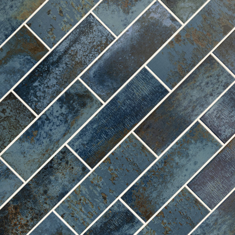 Marza 4" x 12" Glossy Blue Ceramic Subway Wall Tile