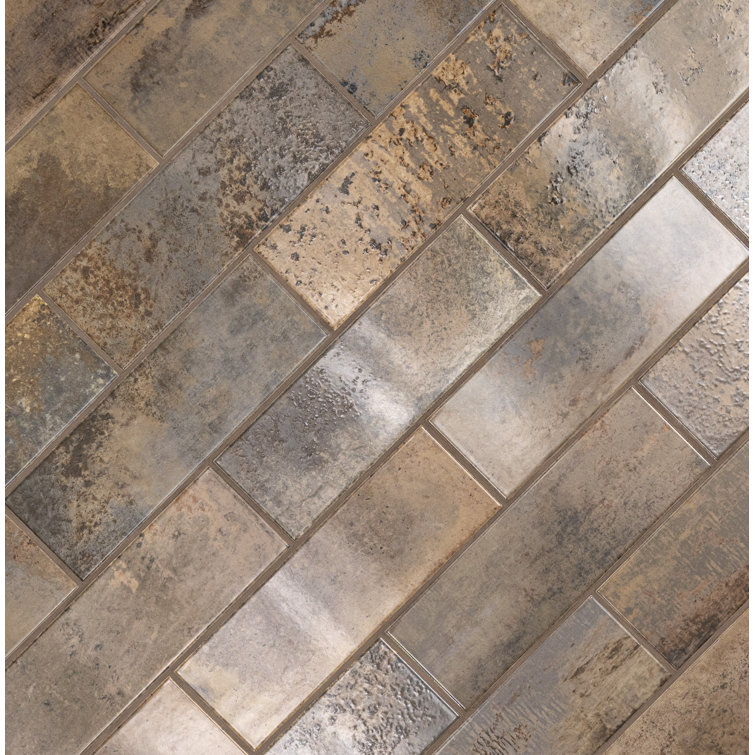 Marza Rust Glossy Brown Ceramic Subway Wall Tile