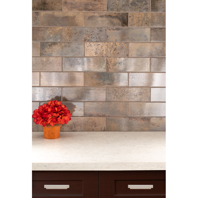 Marza Rust Glossy Brown Ceramic Subway Wall Tile