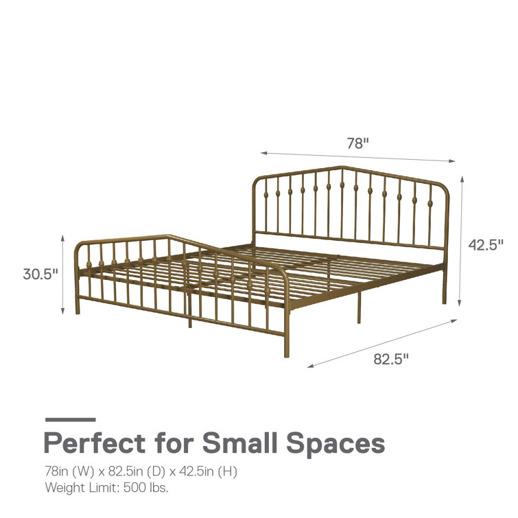 Bushwick Gold King Metal Platform Bed with Headboard