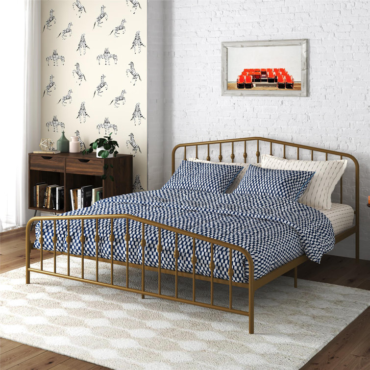 Bushwick Gold King Metal Platform Bed with Headboard