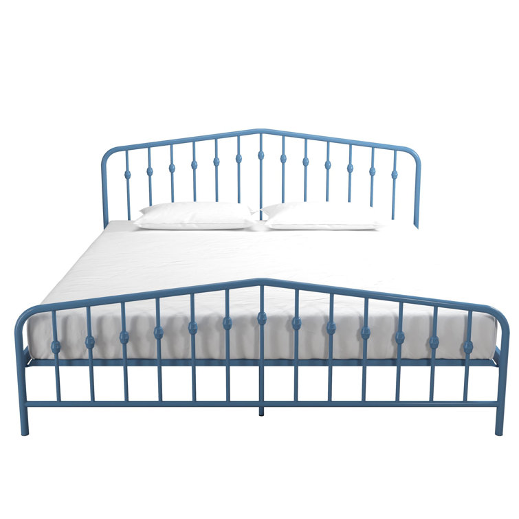 Sea Blue King Metal Frame Upholstered Bed with Drawer