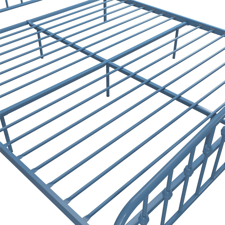 Sea Blue King Metal Frame Upholstered Bed with Drawer