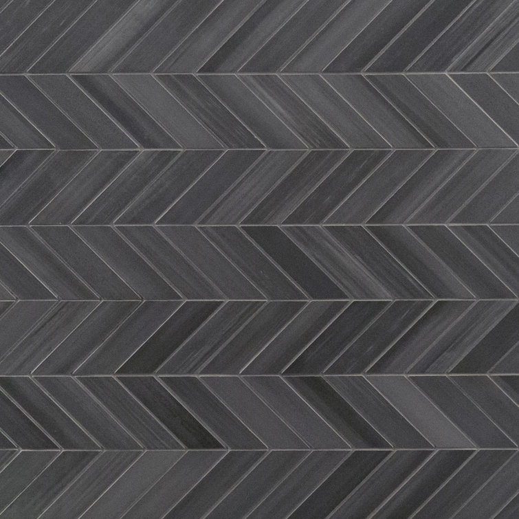 Graphite Matte Porcelain Chevron Mosaic Floor and Wall Tile