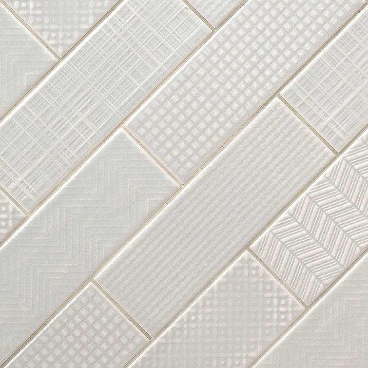 Dusk 3D Gray Patterned Glossy Ceramic Subway Wall Tile
