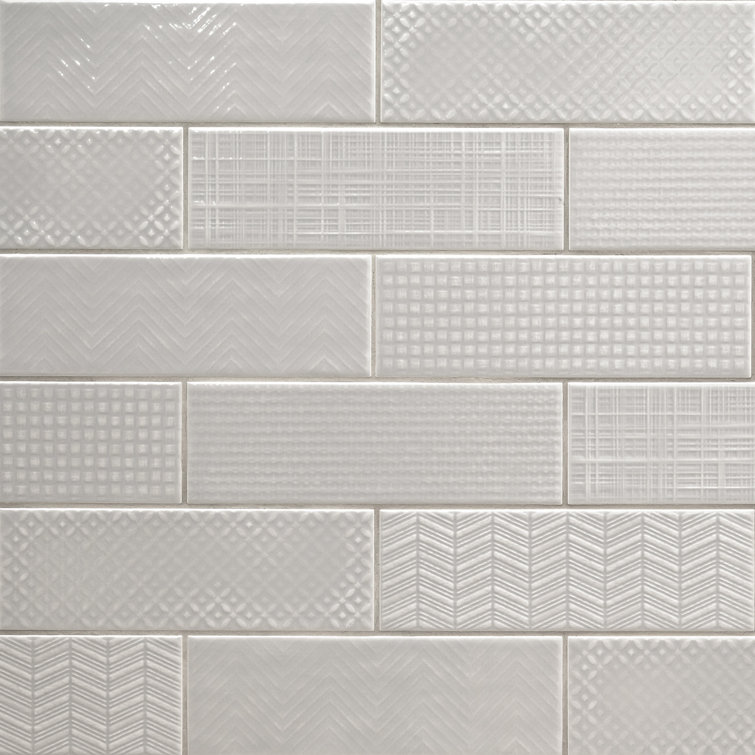 Dusk 3D Gray Patterned Glossy Ceramic Subway Wall Tile
