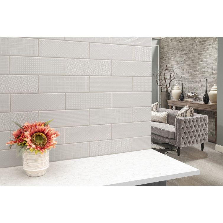 Dusk 3D Gray Patterned Glossy Ceramic Subway Wall Tile