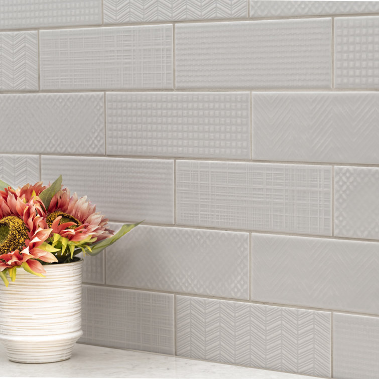 Dusk 3D Gray Patterned Glossy Ceramic Subway Wall Tile