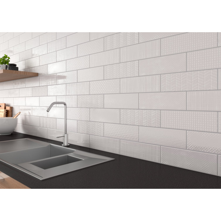 Dusk 3D Gray Patterned Glossy Ceramic Subway Wall Tile