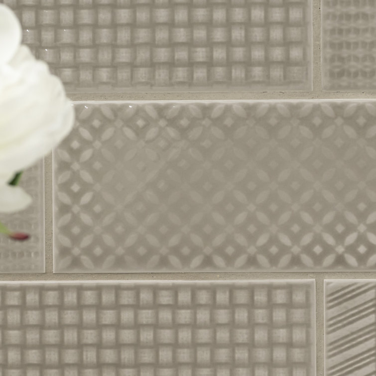Warm Concrete 3D Patterned Glossy Ceramic Subway Tile