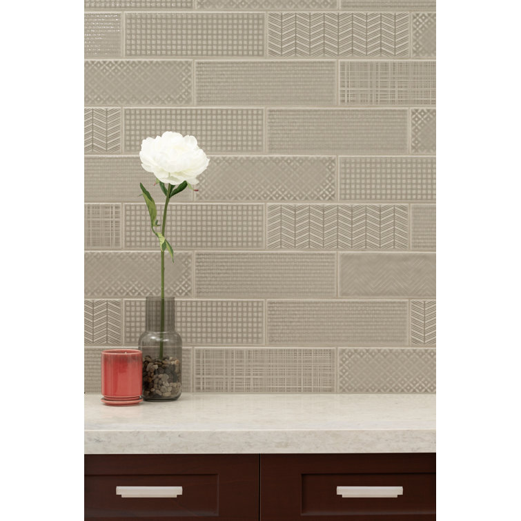 Warm Concrete 3D Patterned Glossy Ceramic Subway Tile