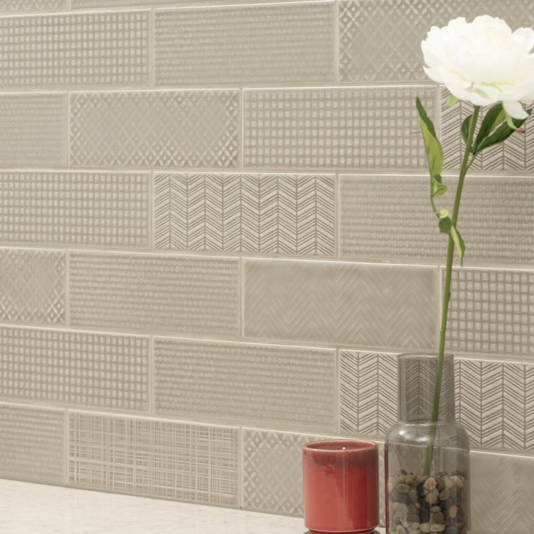 Warm Concrete 3D Patterned Glossy Ceramic Subway Tile