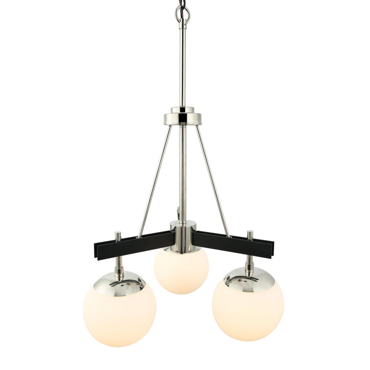 Allie Mini Sputnik Chandelier with White Glass Globes in Polished Nickel