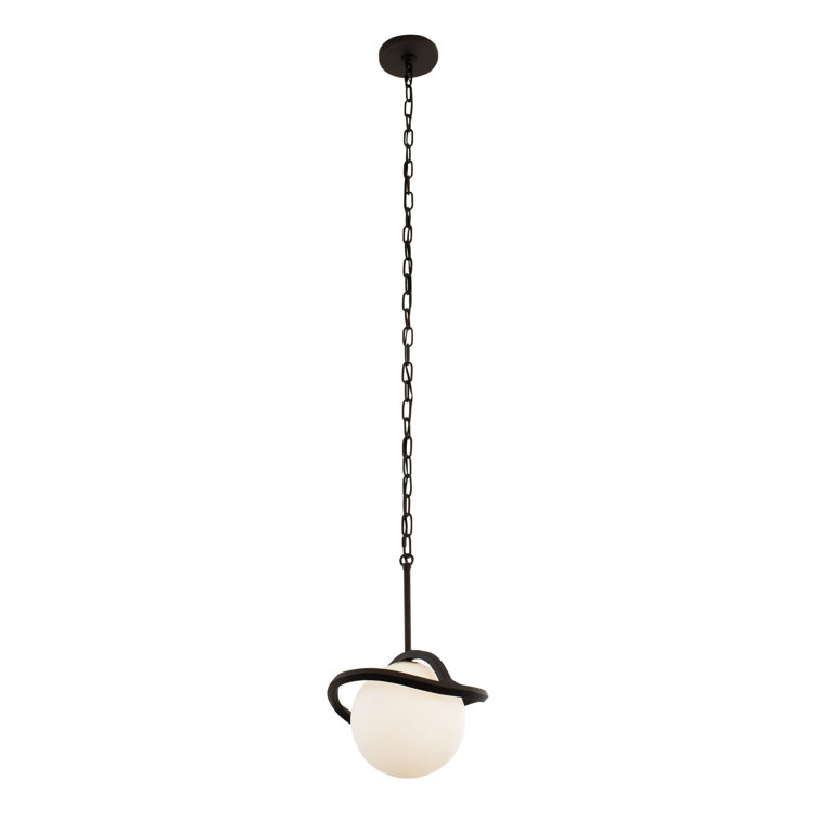 Black Betty French Gold Mini Globe Pendant with Opal Glass