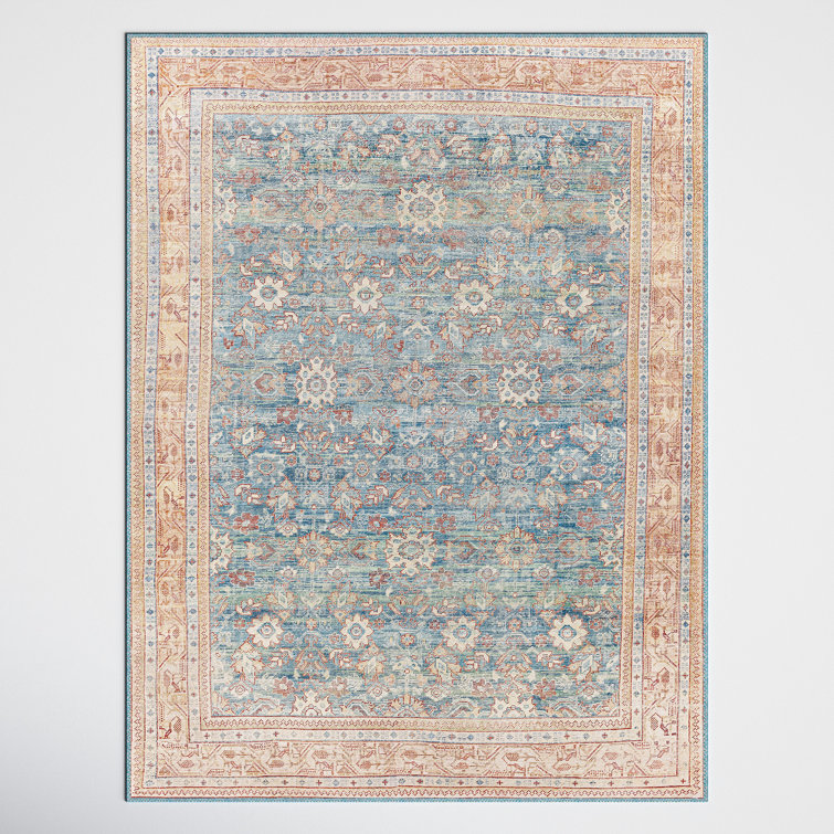 Emi Performance Blue Rectangular Easy Care Area Rug 9' x 12'