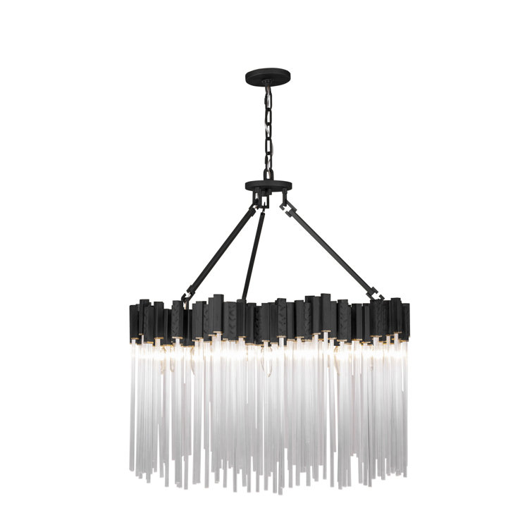 Matrix 10-Light Matte Black and French Gold Drum Chandelier