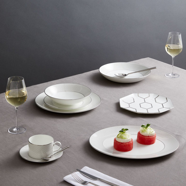 Gio Gold Geometric Ceramic Round Pasta Bowl