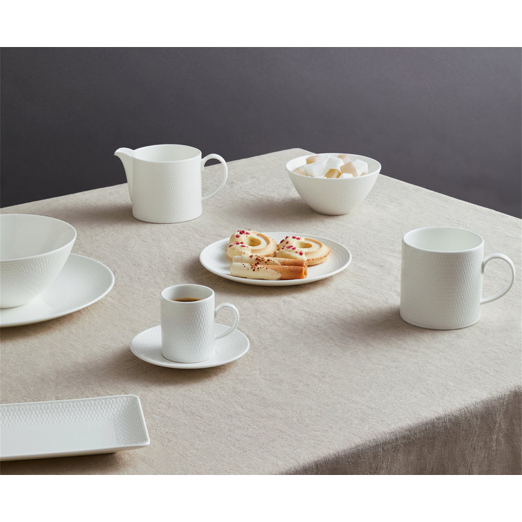 White Embossed Ceramic Geometric Cereal Bowl