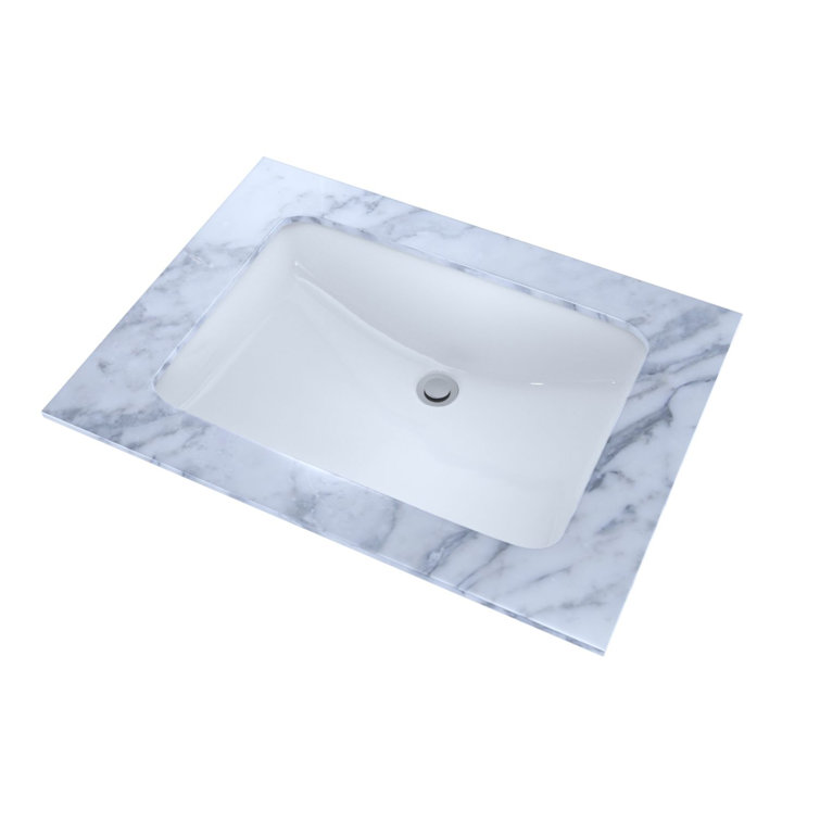 Modern Beige Ceramic Undermount Rectangular Bathroom Sink